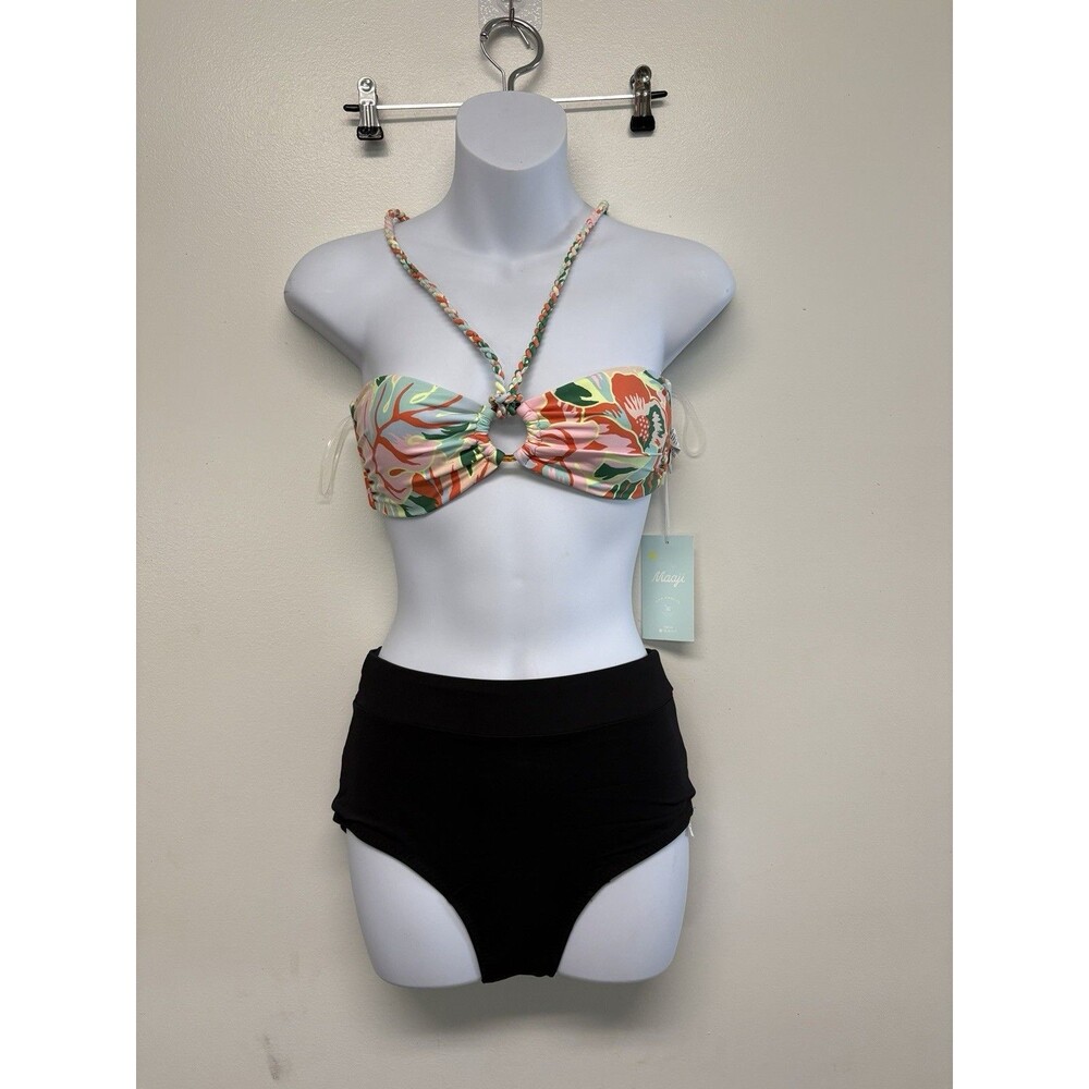 Maaji Bikini Halter Top Reversible High Waisted Swim Shorts Women’s Size Small